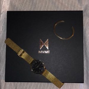 MVMT gold watch and bracelet bundle